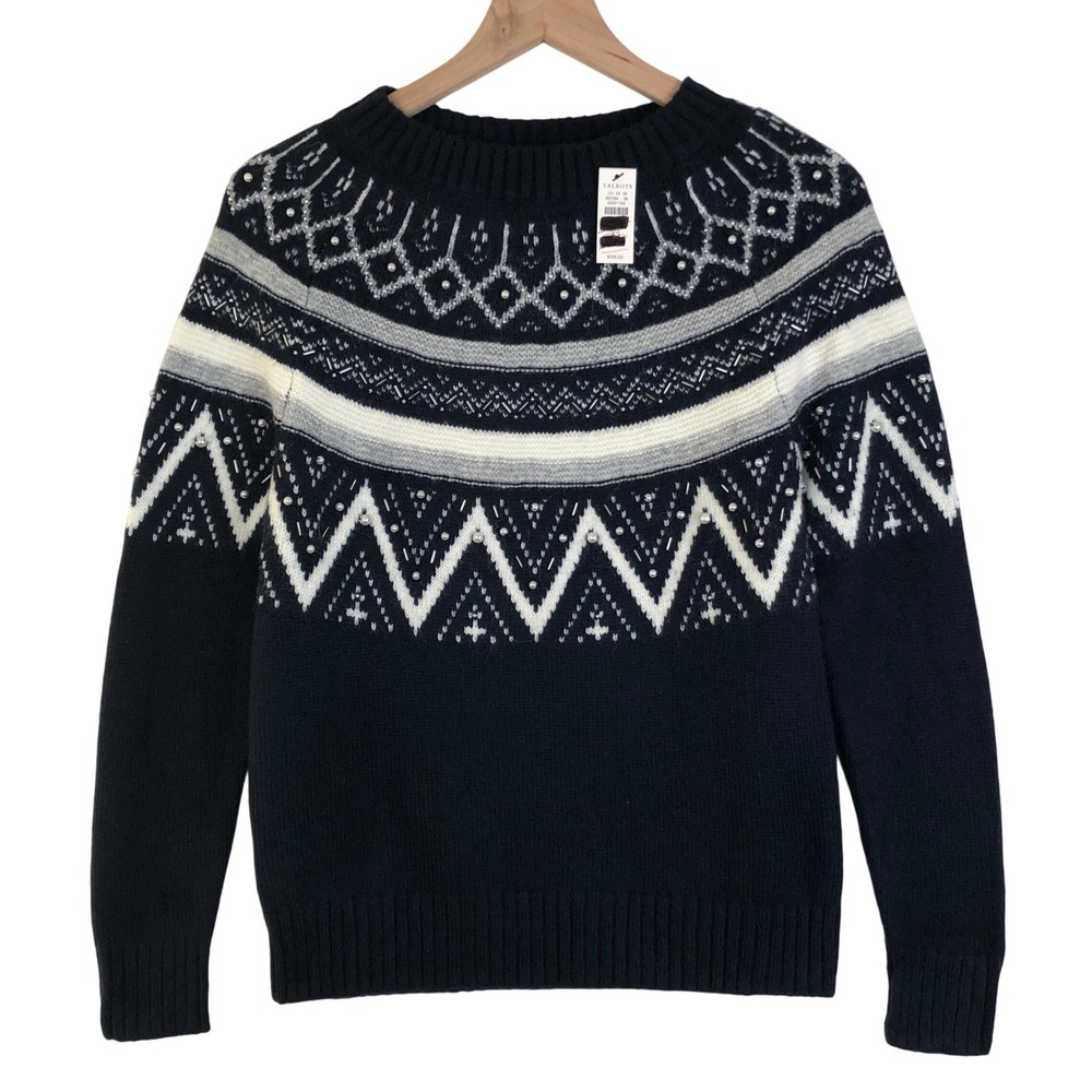 Talbots Navy and White Patterned Sweater